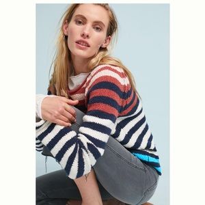 Anthropologie Moth striped bell sleeve pullover S